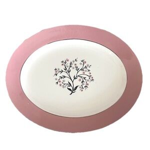 1950’s Floral Eggshell & Pink 13” x 9.5” Serving Platter Wall Hanging